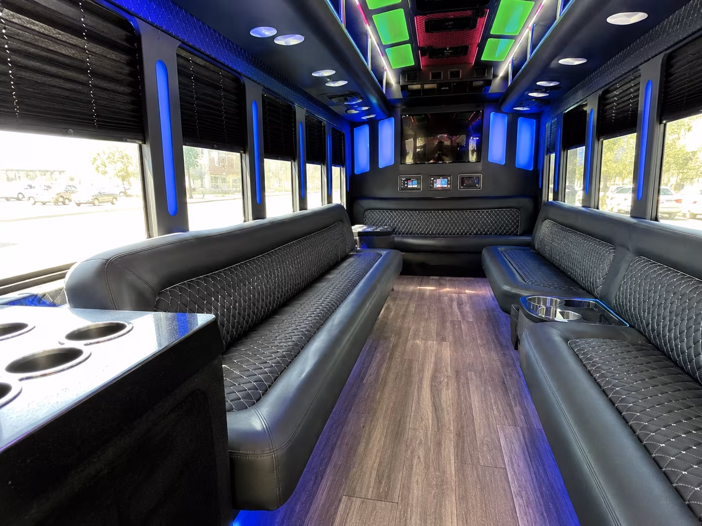 huber heights 15 passenger party bus inside