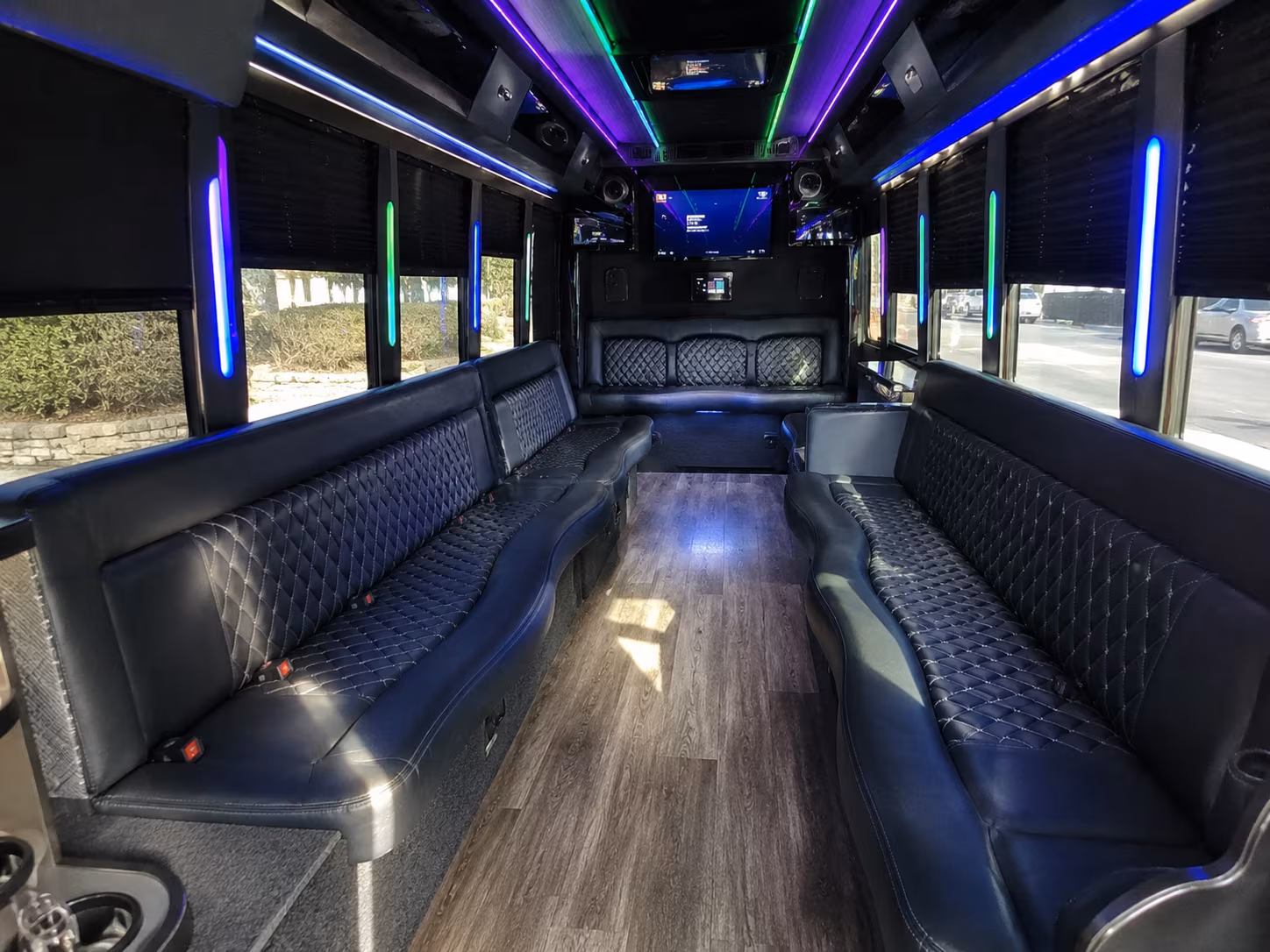huber heights 15 passenger party bus interior