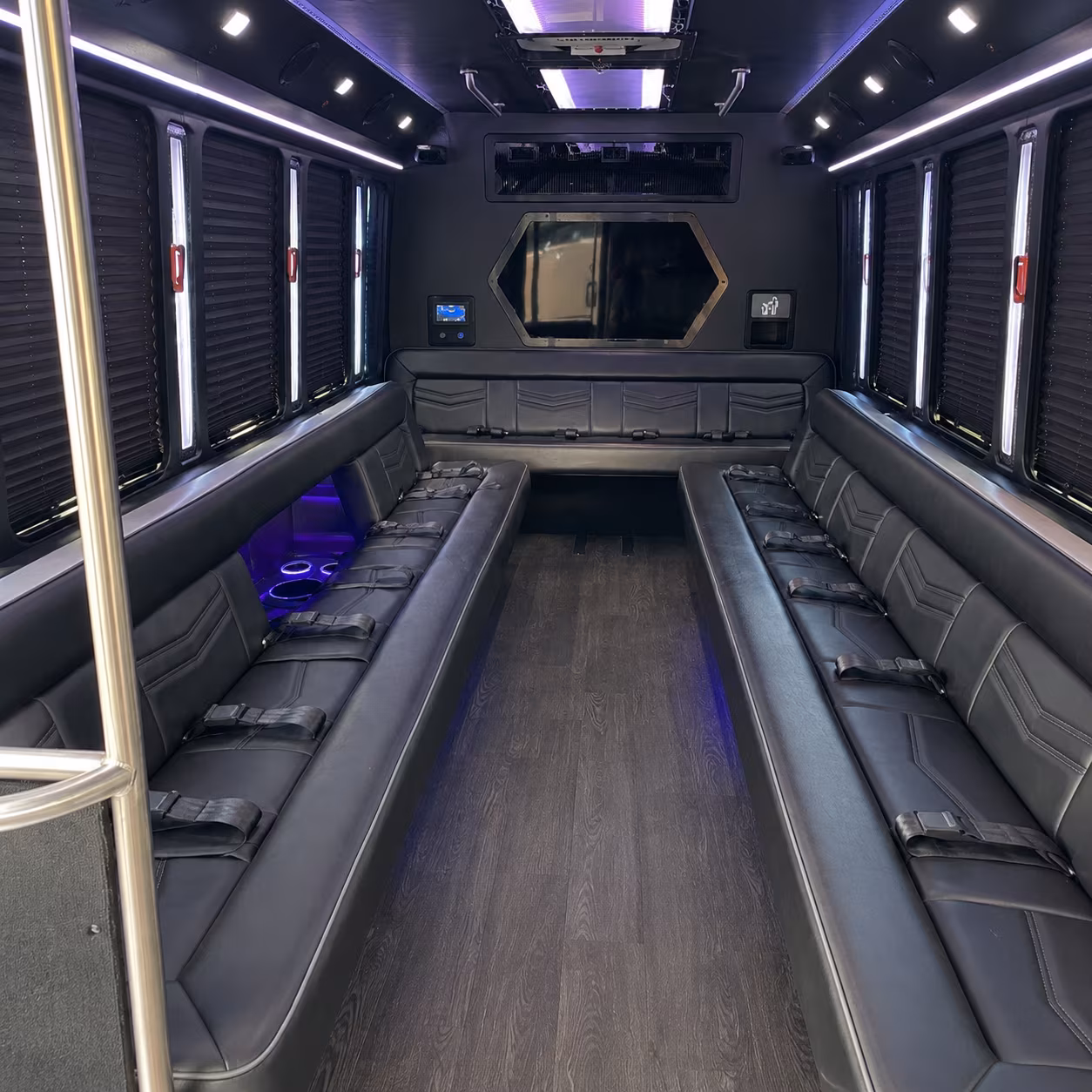 huber heights 18 passenger party bus interior