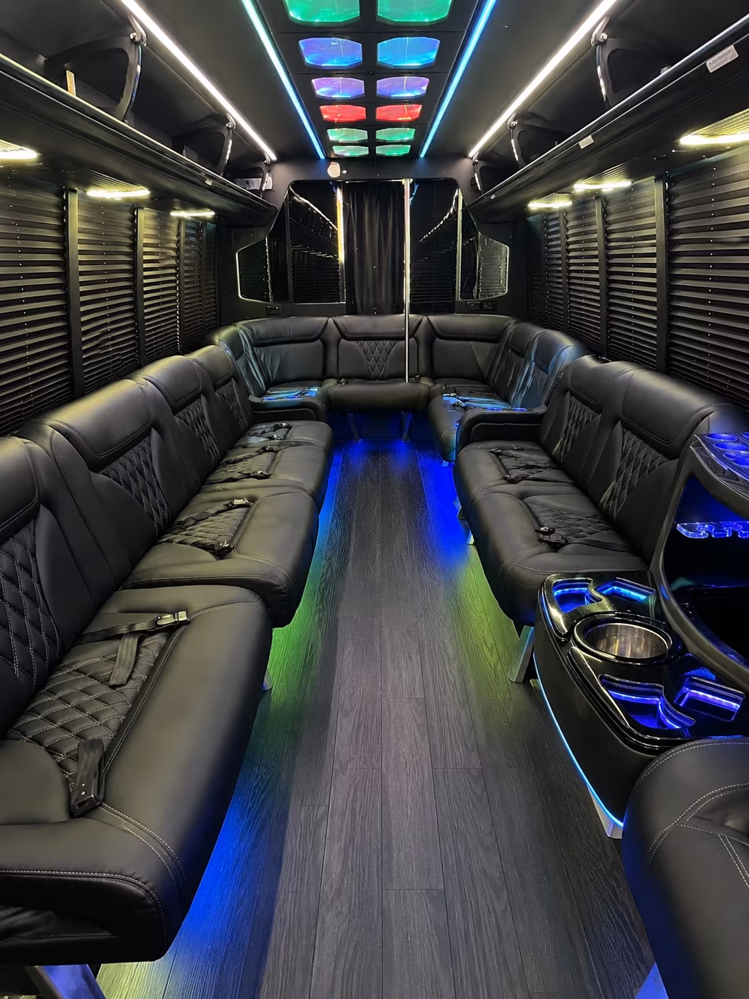 huber heights 20 passenger party bus interior