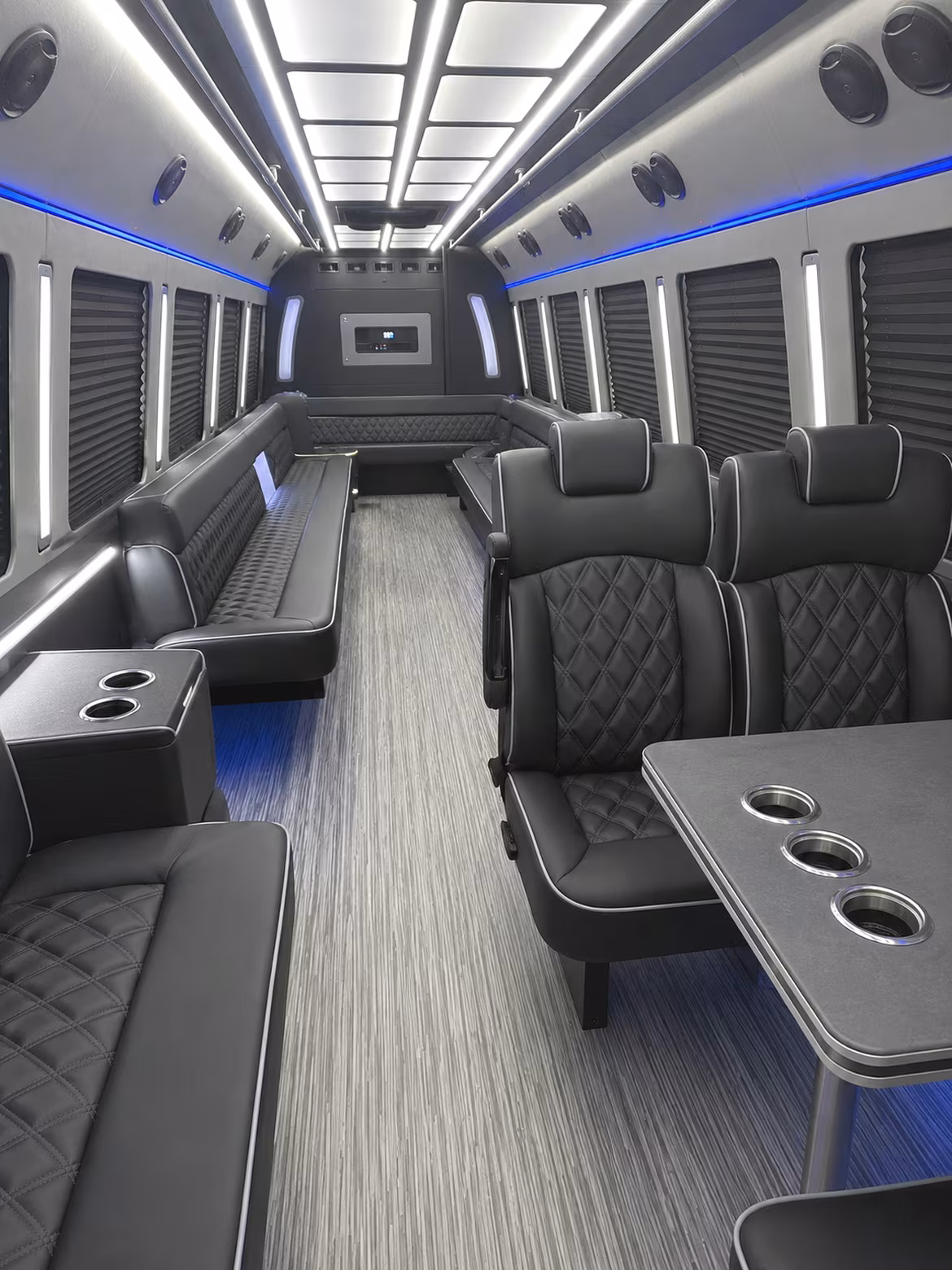 huber heights 25 passenger party bus inside