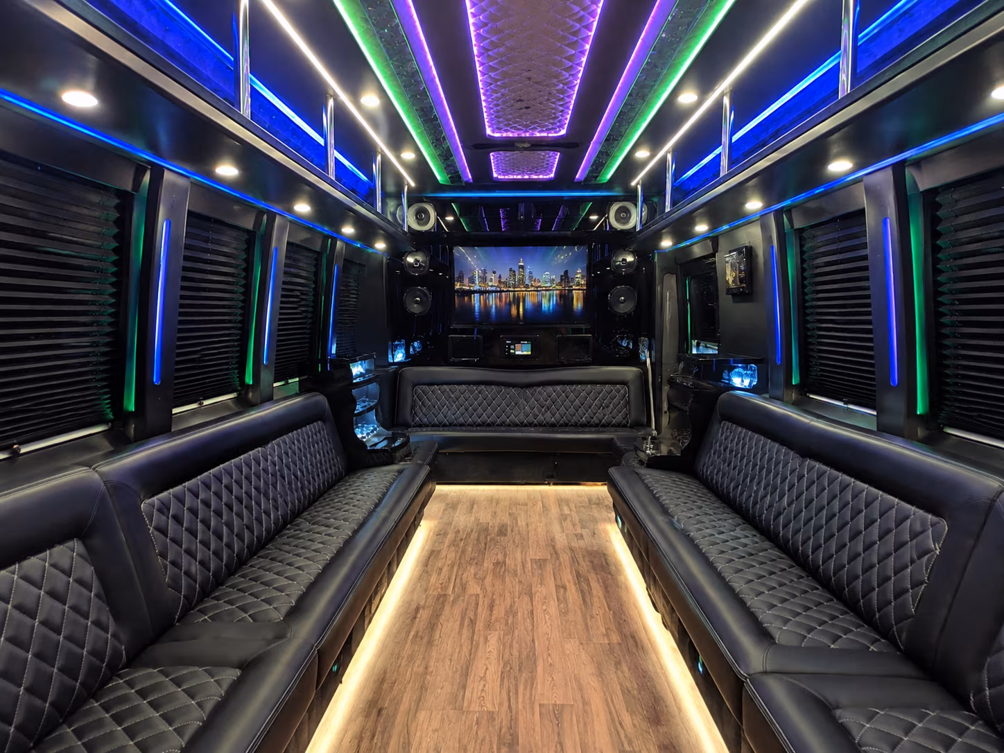 huber heights 25 passenger party bus interior