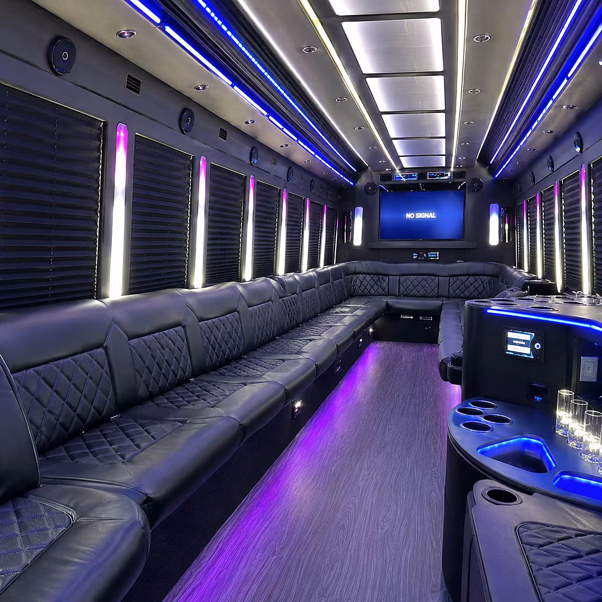 huber heights 30 passenger party bus inside