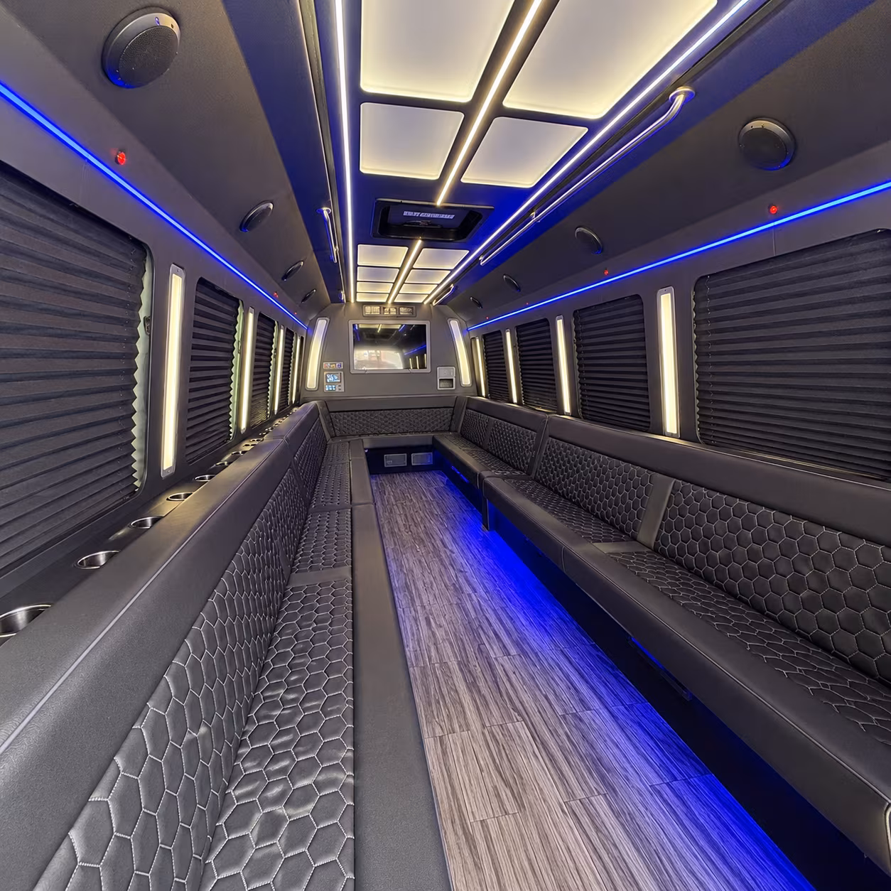 huber heights 30 passenger party bus interior