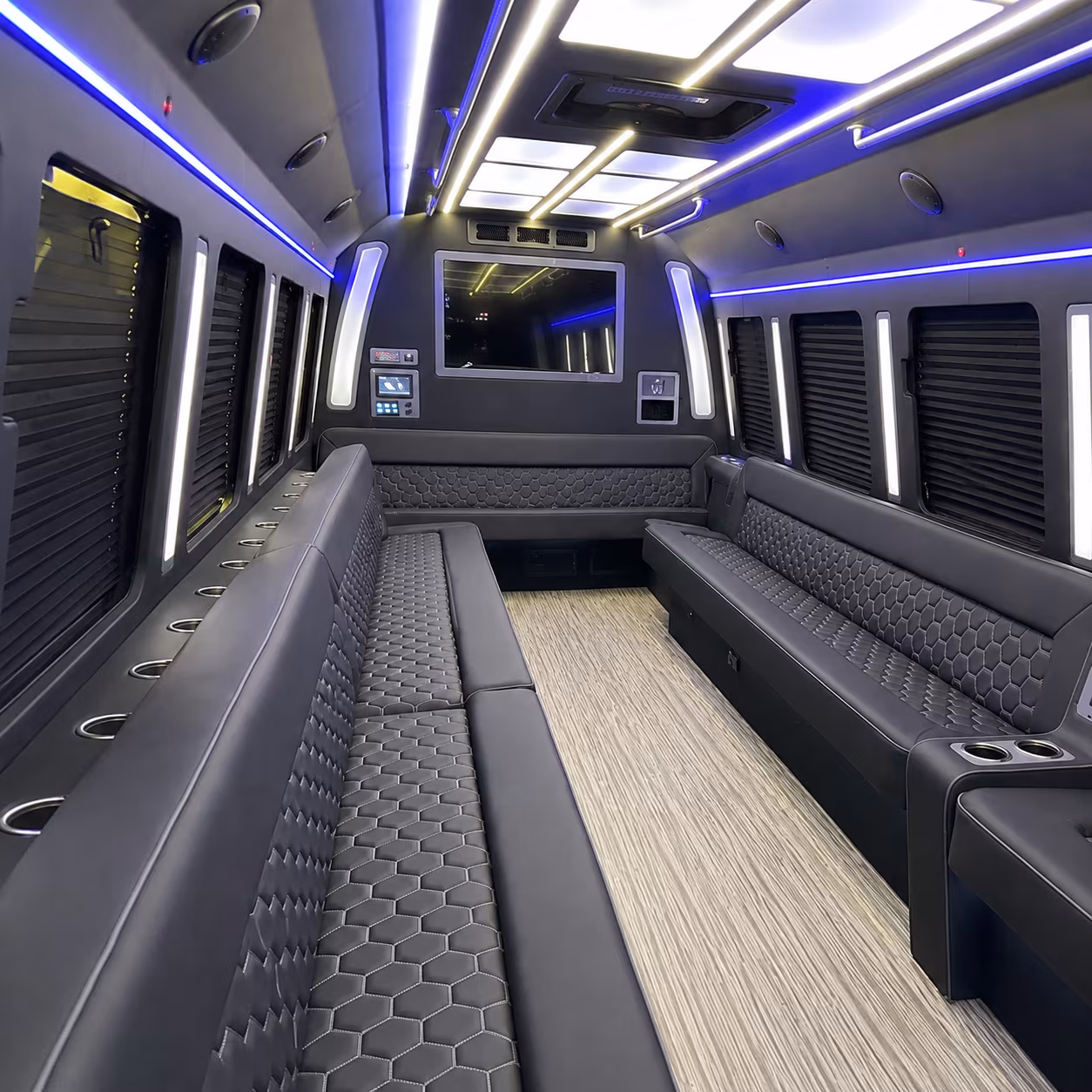 huber heights 40 passenger party bus inside