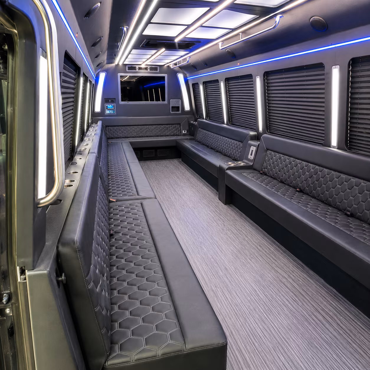 huber heights 40 passenger party bus interior