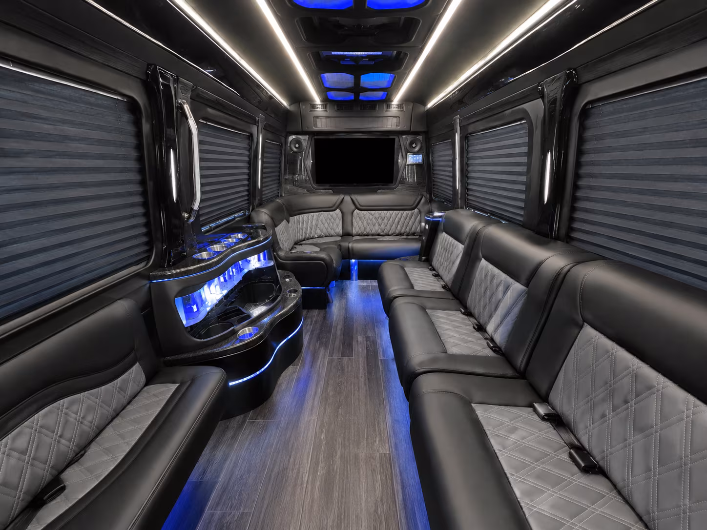 huber heights 50 passenger party bus interior