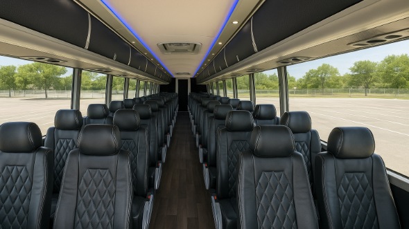 Interior of Charter Bus Company Huber Heights's 50 Passenger Charter Bus in Huber Heights