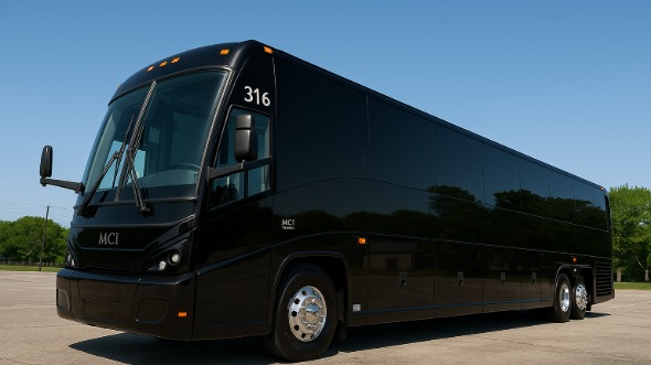 Exterior of Charter Bus Company Huber Heights's 55 Passenger Charter Bus in Huber Heights