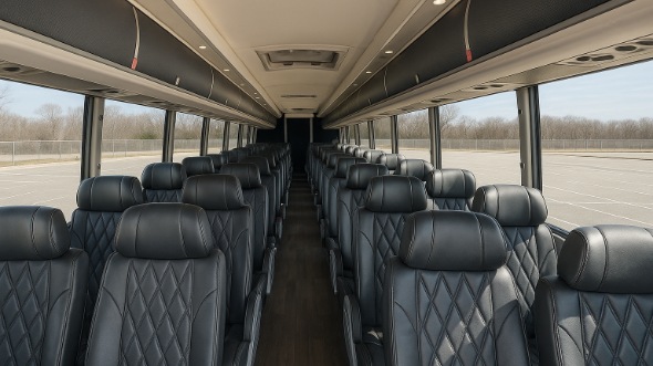 Interior of Charter Bus Company Huber Heights's 56 Passenger Charter Bus in Huber Heights